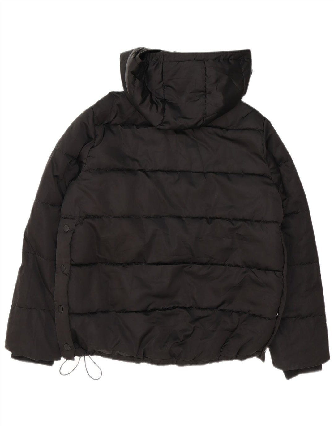 Jaqueta anorak acolchoada com capuz grande Zara feminina Reino Unido 10 pequena preta