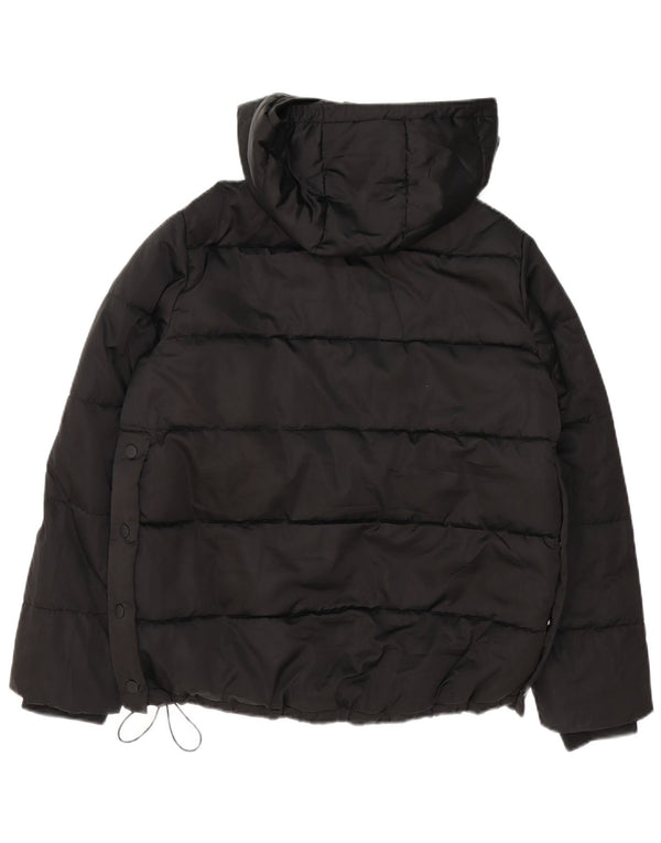 Jaqueta anorak acolchoada com capuz grande Zara feminina Reino Unido 10 pequena preta