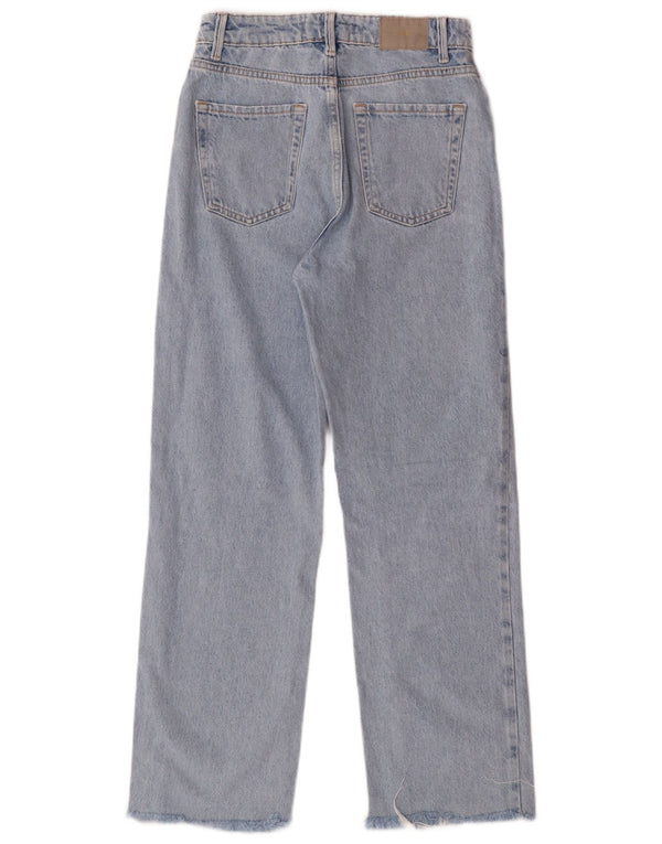 Calça jeans reta feminina Zara cintura alta EU 34 2XS W24 L27 azul algodão clássico