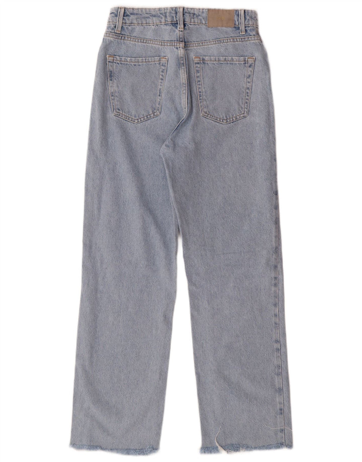 Calça jeans reta feminina Zara cintura alta EU 34 2XS W24 L27 azul algodão clássico