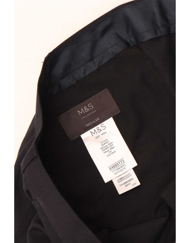 Calça masculina regular reta Marks & Spencer W42 L29 azul marinho
