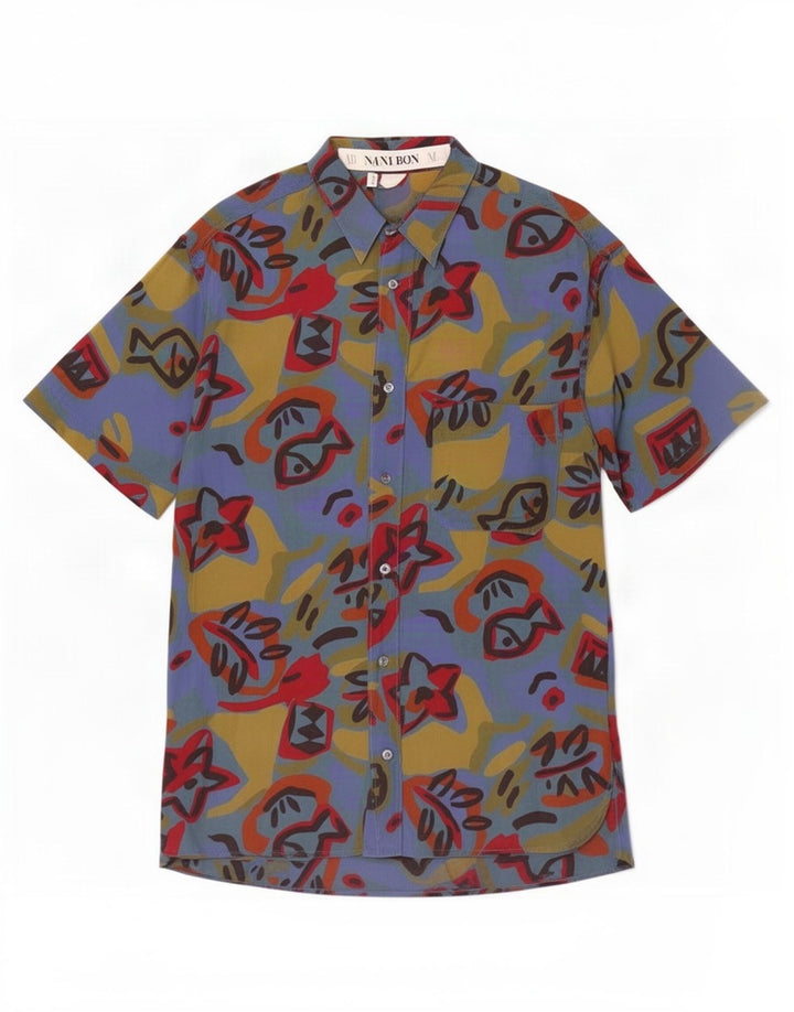 Camisa masculina NANI BON com padrão abstrato tamanho 38 15 médio multicolorido
