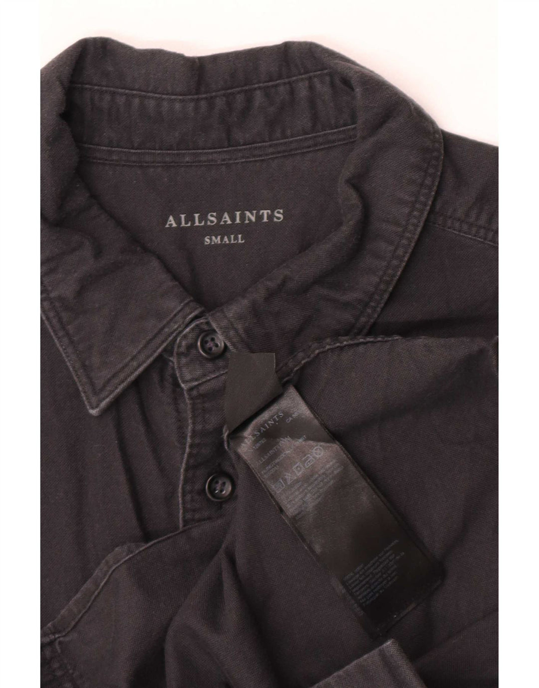 Camisa masculina All Saints pequena de algodão preto