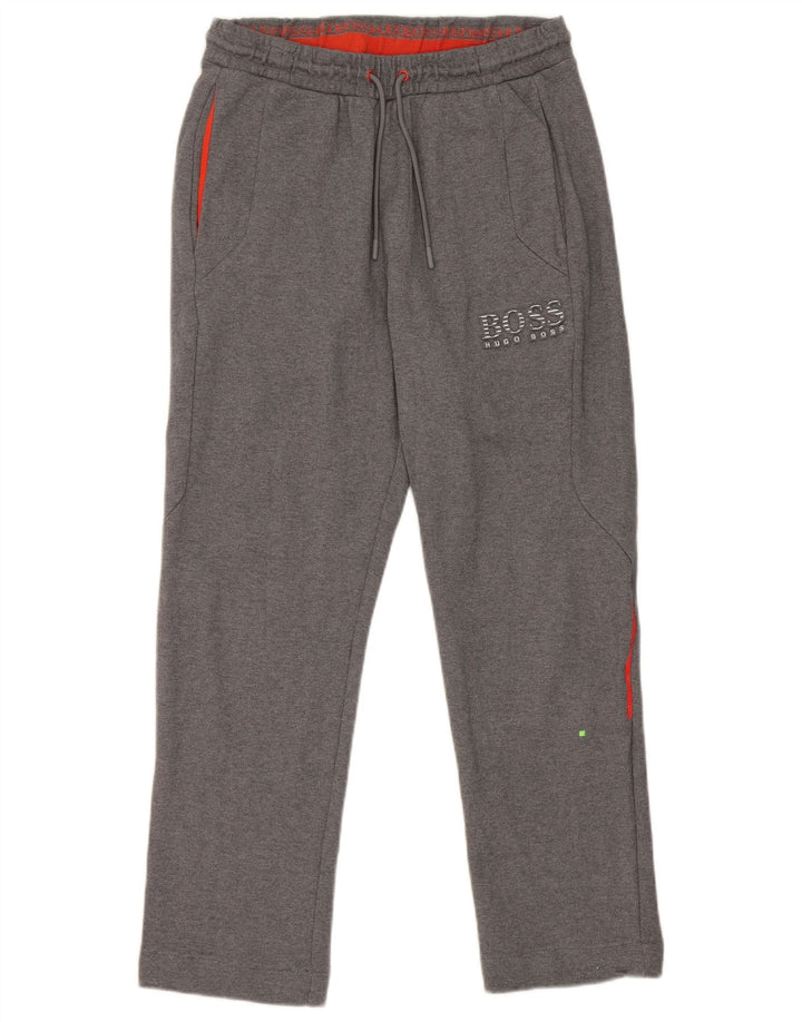Calça de treino masculina Hugo Boss com estampa gráfica cinza médio algodão