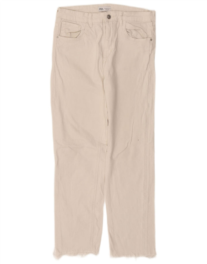 Calça jeans reta feminina Zara EU 40 médio W30 L27 branco