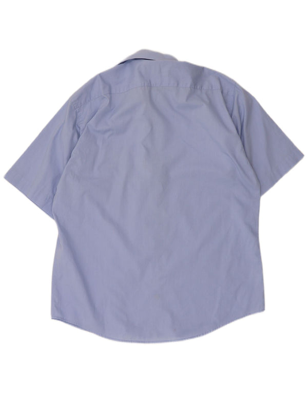 Camisa masculina de manga curta Pierre Cardin tamanho 39 15 1/2 algodão azul médio