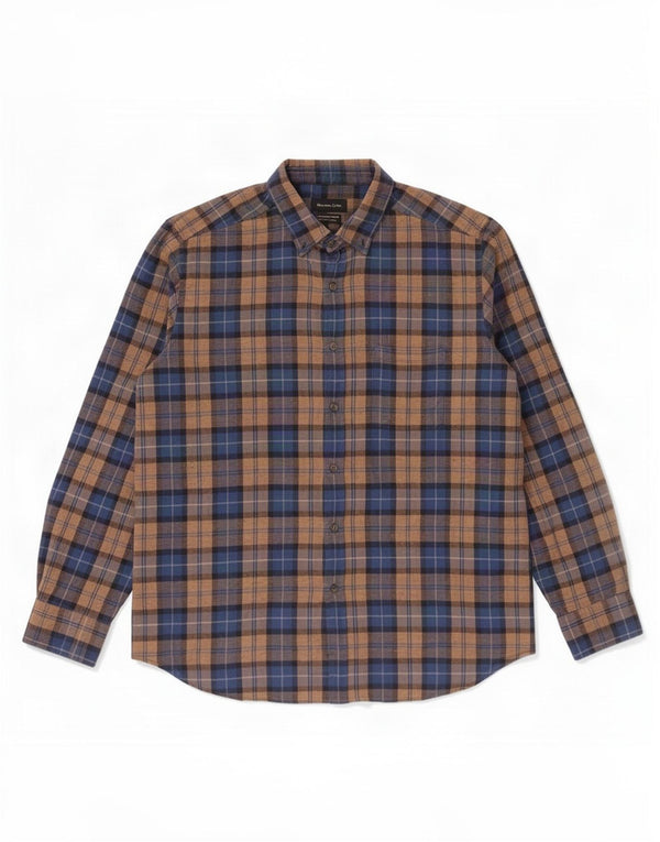 Camisa masculina de flanela Massimo Dutti 2XL xadrez marrom