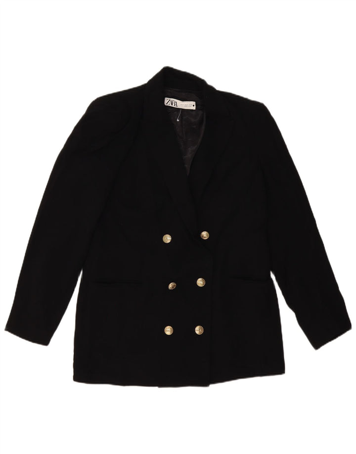 Jaqueta blazer feminina ZARA com peito duplo, poliéster preto médio