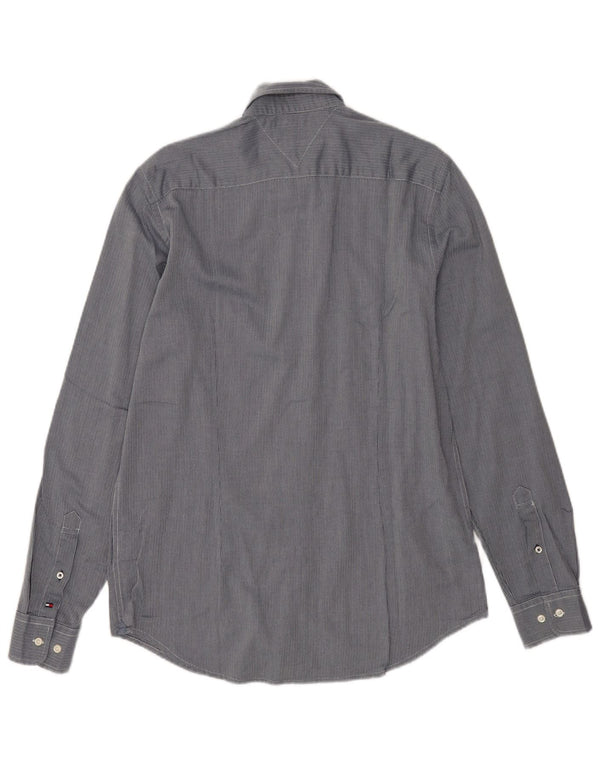 Tommy Hilfiger Camisa masculina Slim Fit grande algodão espinha de peixe azul marinho