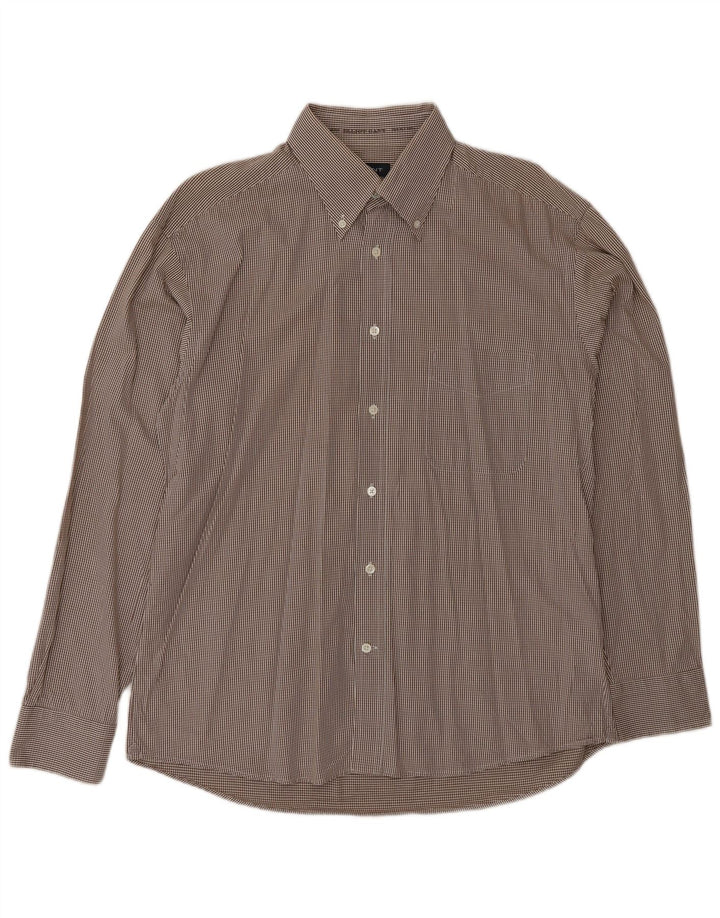 Camisa masculina GANT grande de algodão xadrez marrom