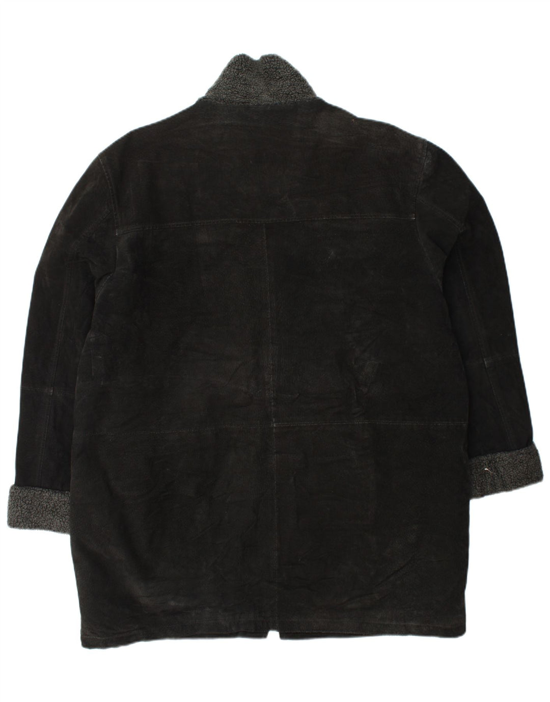 Sobretudo feminino de camurça VINTAGE UK 18 XL couro preto