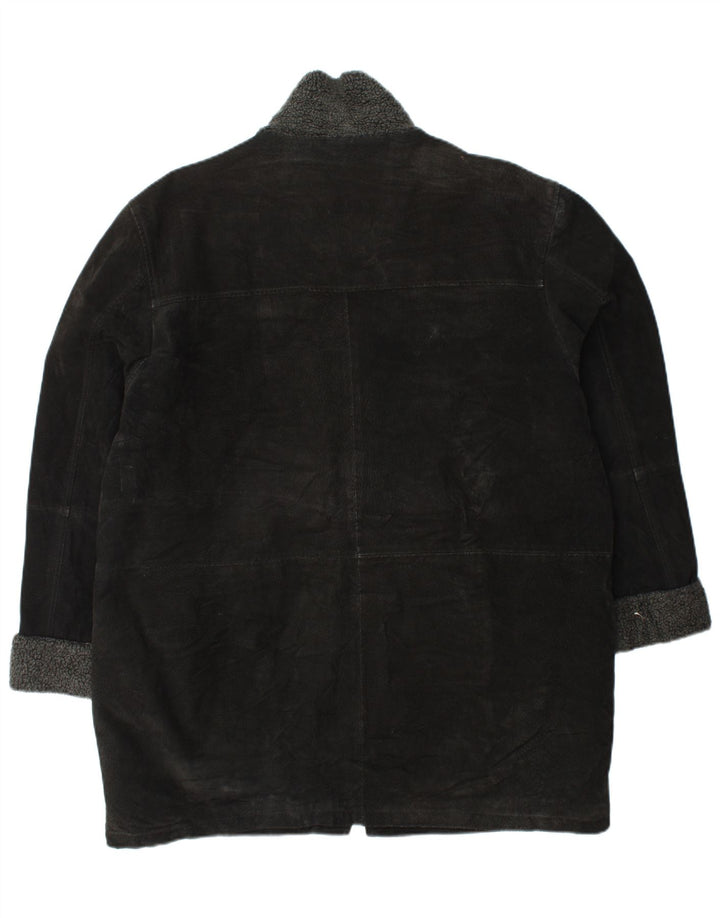 Sobretudo feminino de camurça VINTAGE UK 18 XL couro preto