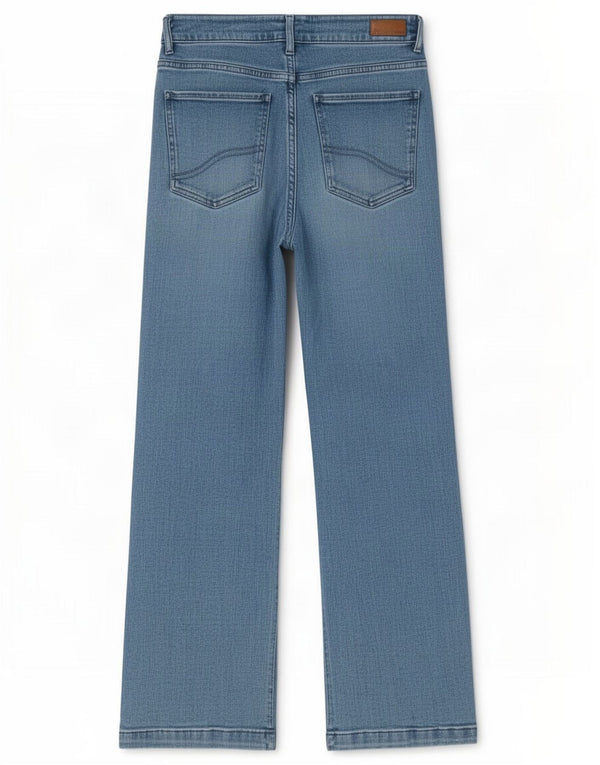 Fat Face Womens Elise Wide Leg Jeans Reino Unido 10 Pequeno W27 L29 Algodão Azul