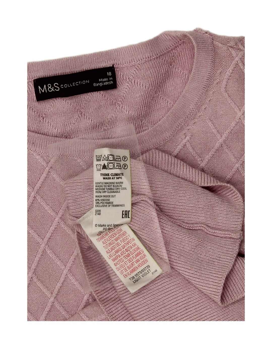 MARKS & SPENCER Womens Crew Neck Jumper Sweater UK 18 XL Pink Vintage Marks & Spencer and Second-Hand Marks & Spencer from Messina Hembry 