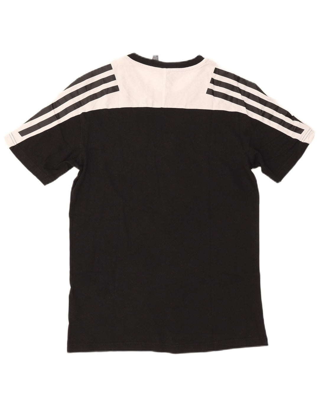 Adidas Mens T-Shirt Top Pequeno Algodão Colorblock Preto