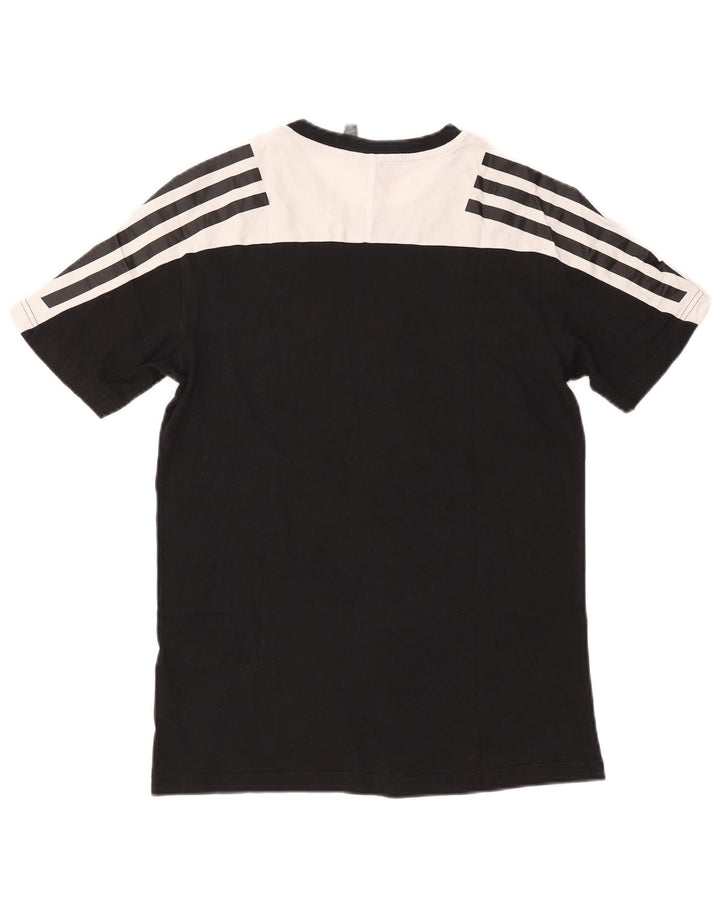 Adidas Mens T-Shirt Top Pequeno Algodão Colorblock Preto