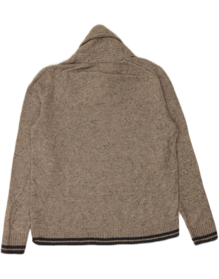Suéter masculino Marks & Spencer com gola xale e lã manchada cinza grande