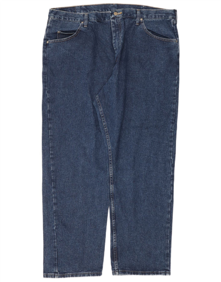 Wrangler Mens Straight Jeans W42 L30 Azul Algodão
