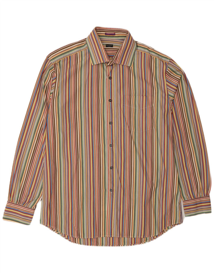 Camisa masculina PAUL SMITH tamanho 16 1/2 42 grande algodão listrado multicolorido