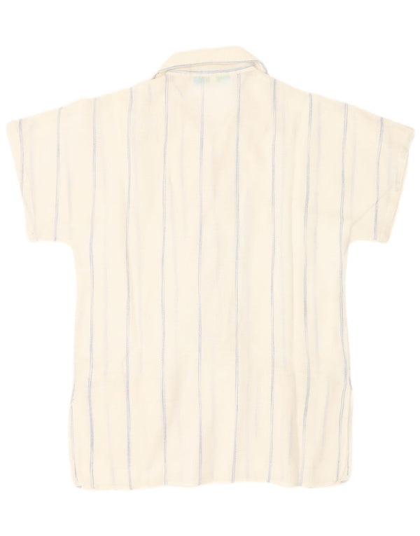 Pulôver feminino de manga curta Cacharel UK 12 listrado branco médio