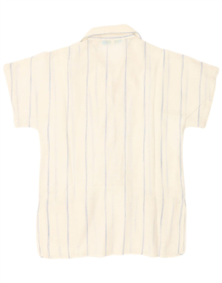 Pulôver feminino de manga curta Cacharel UK 12 listrado branco médio