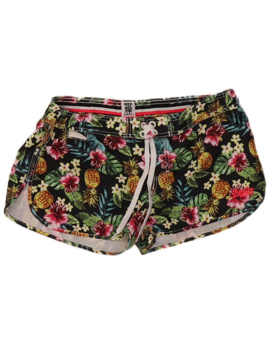 Shorts de natação feminino Superdry UK 16 grande poliéster floral multicolorido