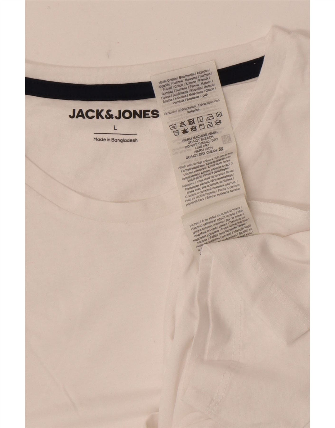 Camiseta masculina Jack & Jones grande algodão branco
