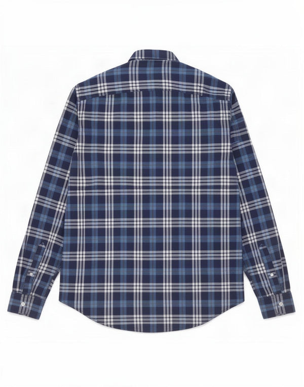 Camisa masculina Timberland Regular Fit média azul marinho xadrez algodão