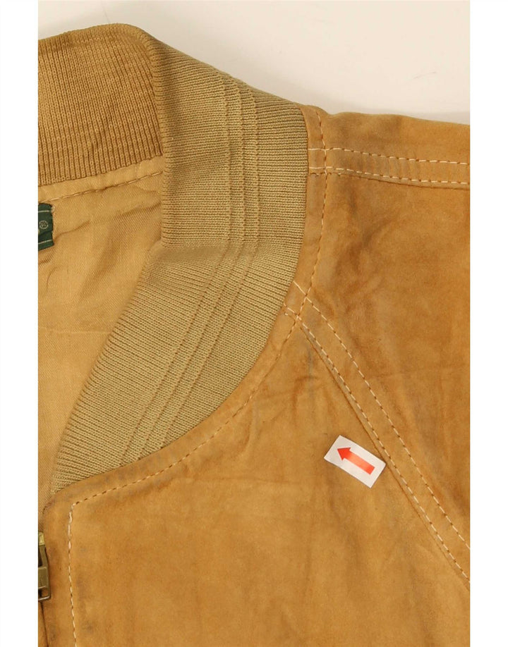 Jaqueta bomber masculina vintage de camurça IT 50 grande bege