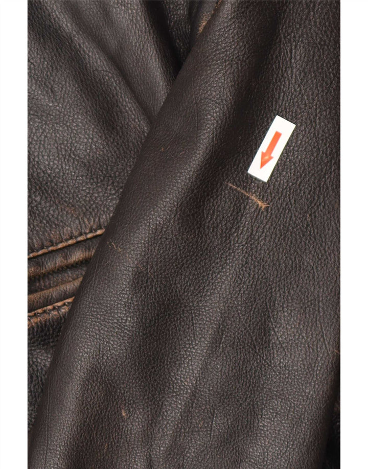 Jaqueta bomber masculina de couro Bomboogie Reino Unido 42 XL couro marrom