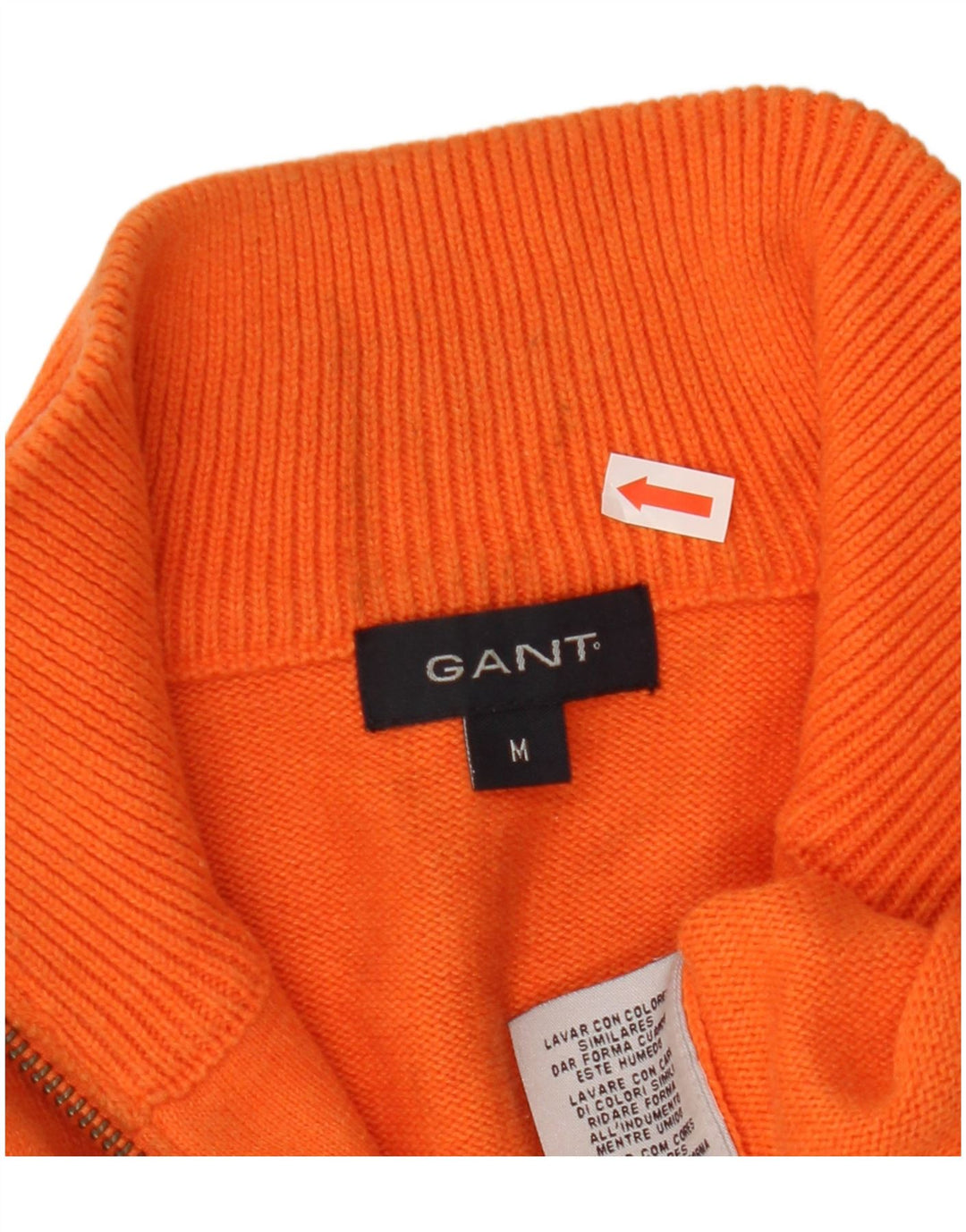 Suéter masculino GANT com zíper e gola alta de algodão laranja médio