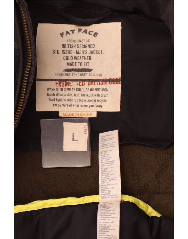 Jaqueta acolchoada masculina Fat Face UK 40 algodão preto grande
