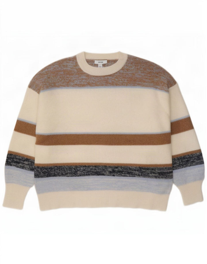 Suéter masculino Reiss com gola redonda, grande lã listrada multicolorida
