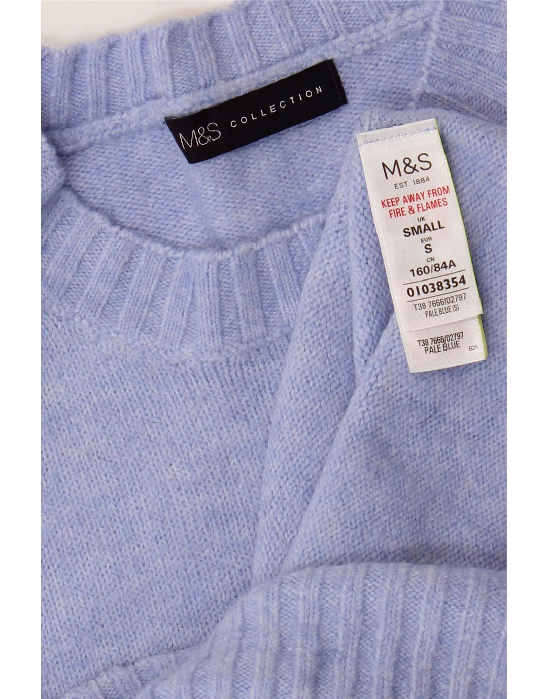 Suéter feminino Marks & Spencer com gola redonda Reino Unido 10 pequeno azul acrílico