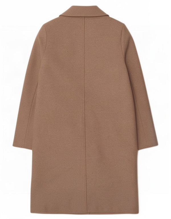 Sobretudo aberto feminino Zara UK 16 grande poliéster bege