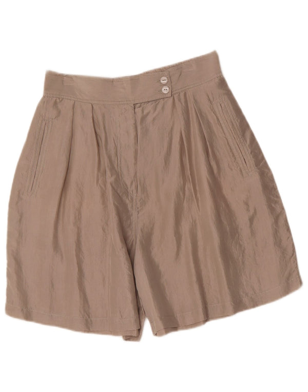 Bermuda feminina vintage de cintura alta com pregas UE 40/42 médio W30 bege