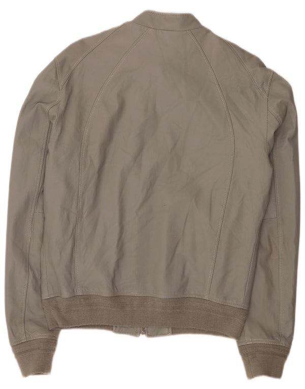 Jaqueta de couro bomber masculina Officina 36 UK 42 XL cinza