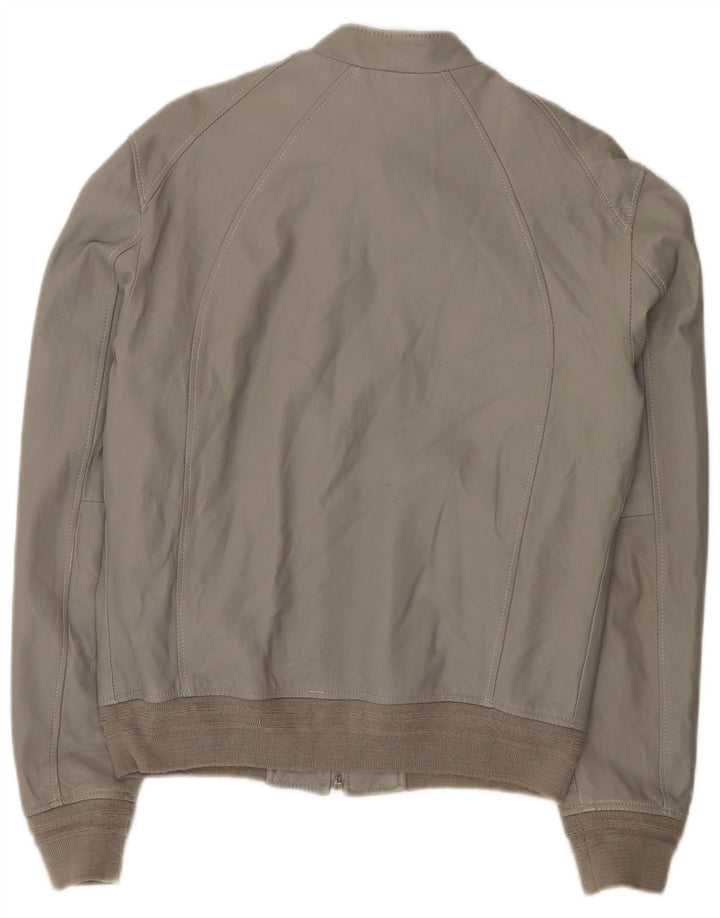 Jaqueta de couro bomber masculina Officina 36 UK 42 XL cinza