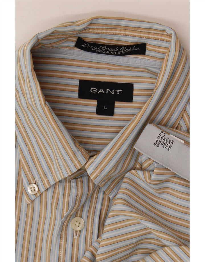 Camisa masculina Gant Regular Fit grande algodão listrado multicolorido