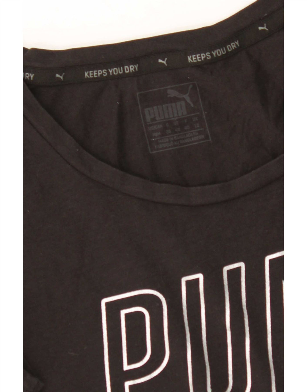 Camiseta feminina Puma Crop Graphic Top UK 12 Médio Preto