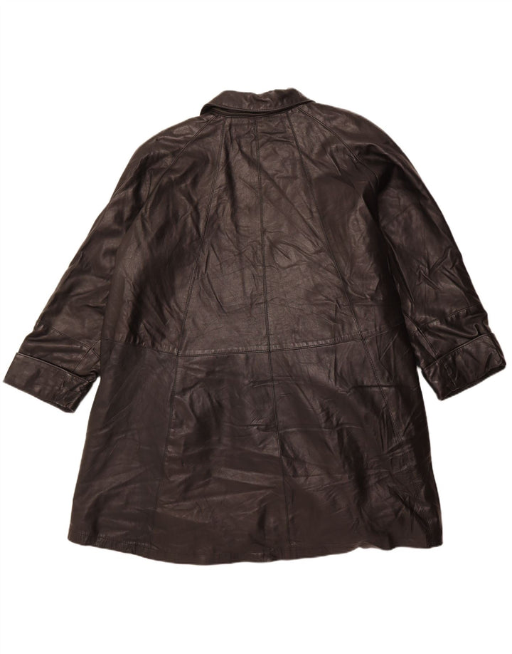 Casaco de couro superdimensionado feminino vintage IT 56 couro preto grande