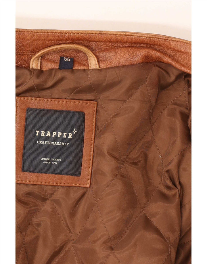 Jaqueta de couro masculina Trapper IT 56 3XL couro marrom