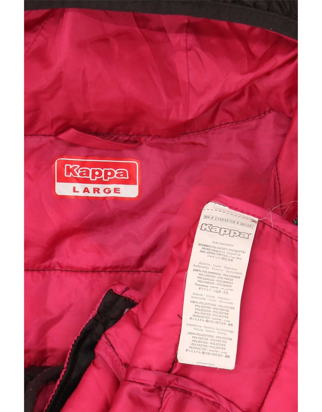 Jaqueta acolchoada com capuz feminino Kappa UK 16 grande poliamida preta