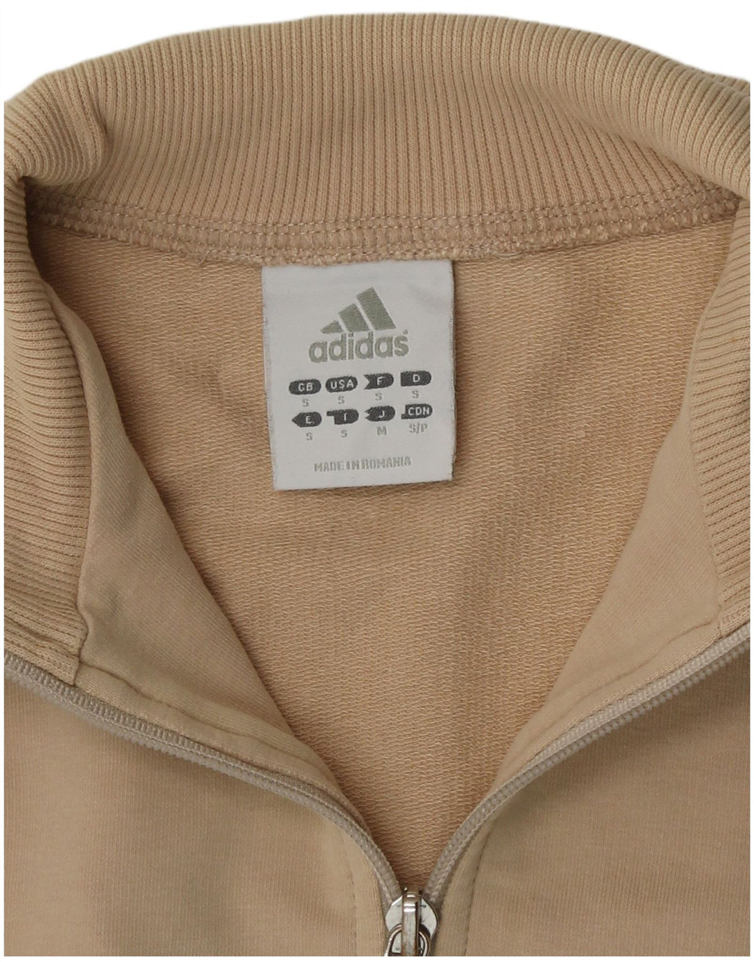Adidas Womens Tracksuit Top Jacket UK 10 Pequeno Bege
