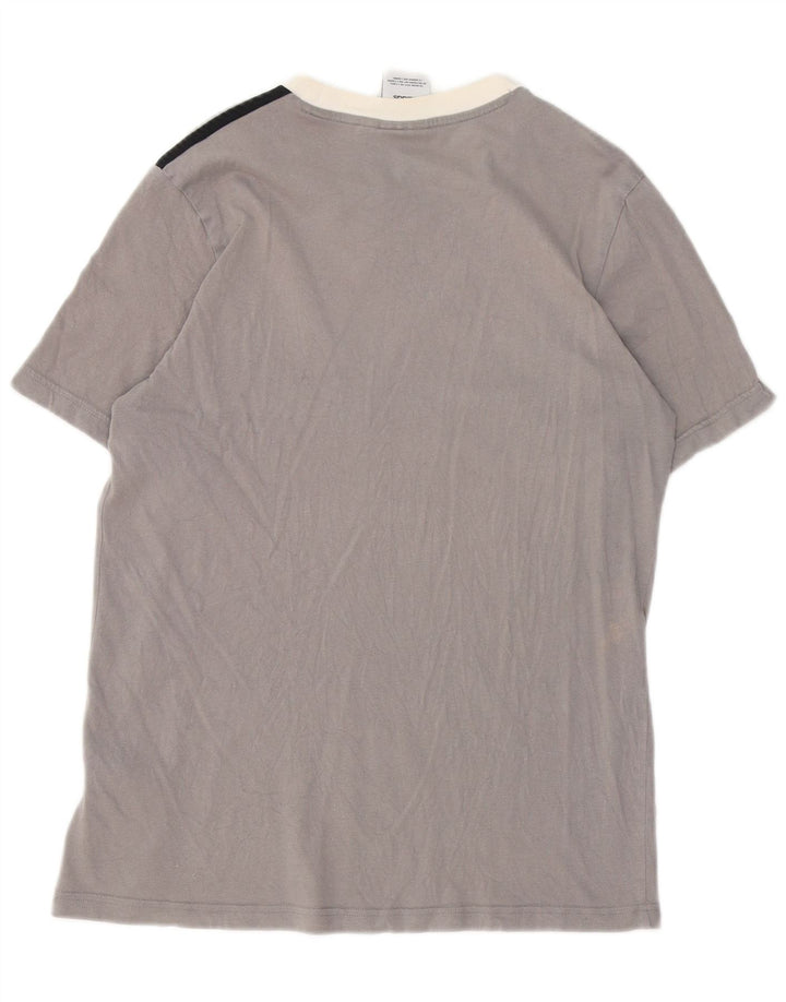Adidas Mens T-Shirt Top Pequeno Cinza Colorblock Algodão