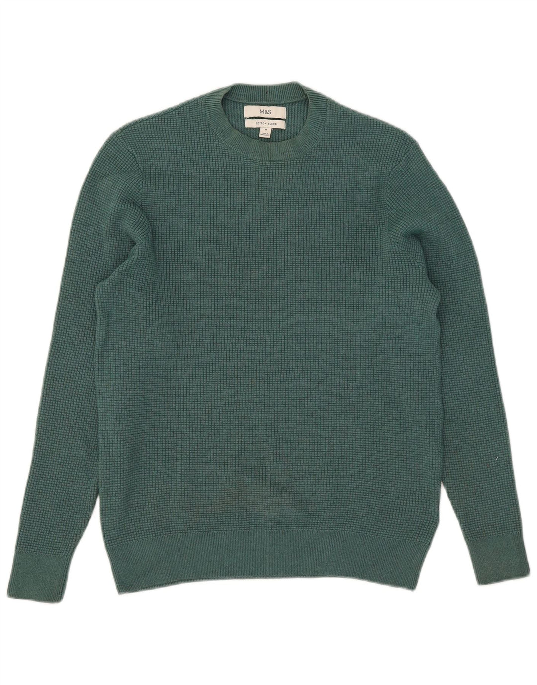 Suéter masculino Marks & Spencer com gola redonda em poliéster verde médio