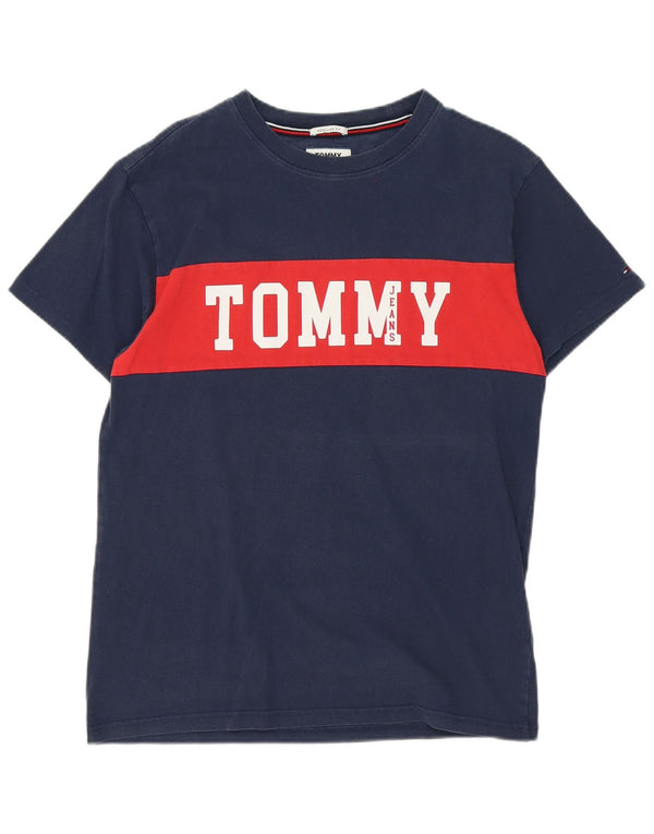 Tommy Hilfiger Camiseta masculina gráfica Top médio azul marinho Colourblock
