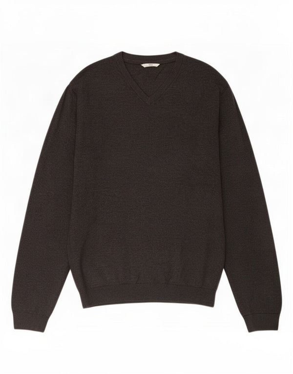 Suéter Marks & Spencer Boys com decote em V 15-16 anos XL algodão cinza