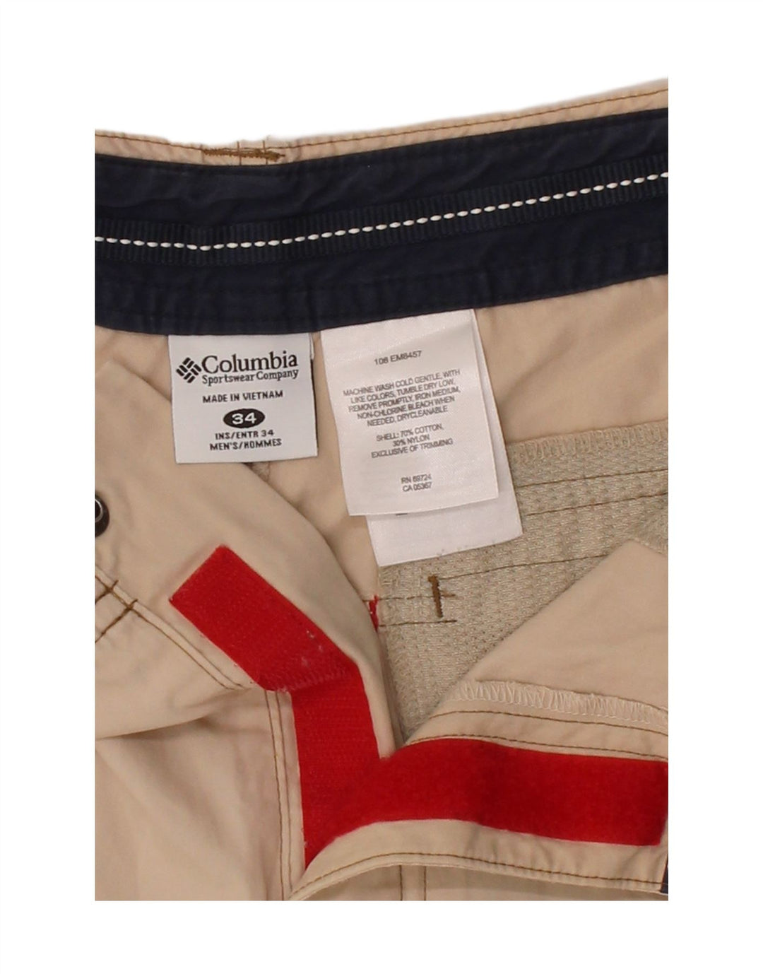 Calça cargo masculina reta COLUMBIA W34 L32 algodão bege
