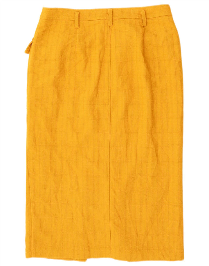 Saia cargo feminina Marks & Spencer UK 14 grande W34 poliéster amarelo